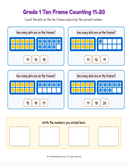 Grade K-1 Double Ten Frame Counting 11 to 20 thumbnail 4
