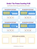 Grade K-1 Double Ten Frame Counting 11 to 20 thumbnail 5