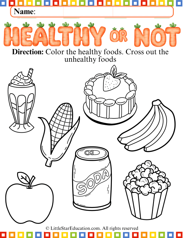 Healthy vs Unhealthy Foods Coloring