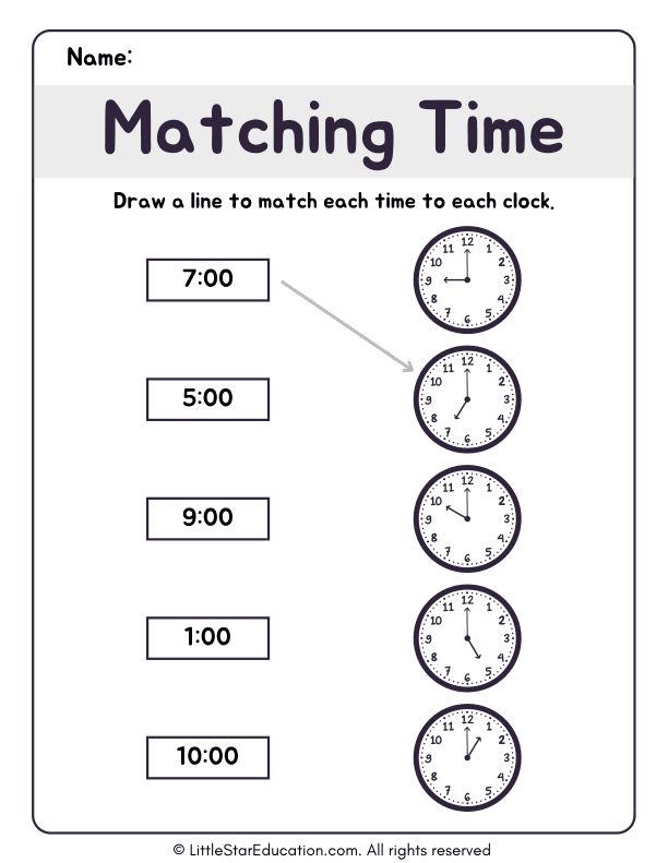 Matching Time Worksheet