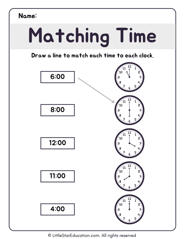 Matching Time Worksheet