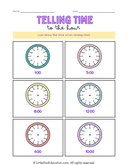 Math Telling Time Worksheet thumbnail 1