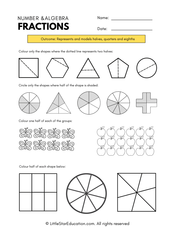 Maths Geometry Halves Worksheet