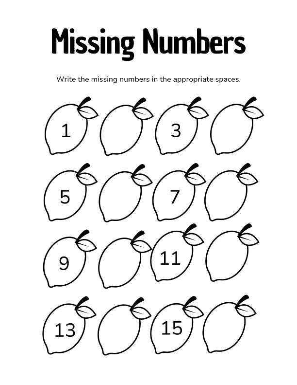 Missing Numbers: Number 1 to 16