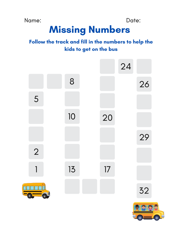 Missing Numbers: Number 1 to 32