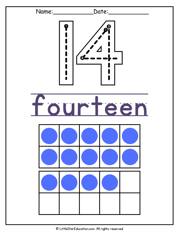 Number 14 Tracing and Counting