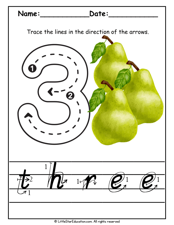 Number 3 Tracing and Recognition