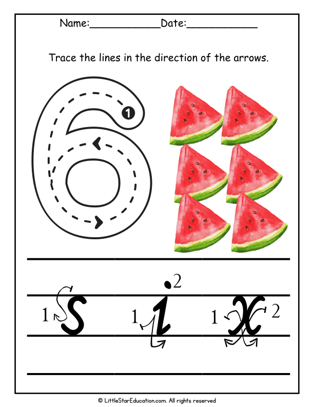 Number 6 Tracing and Recognition