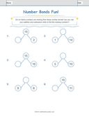 Number Bonds  Make 15 Worksheet thumbnail 1