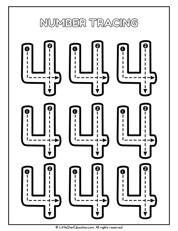 Number Tracing 4 Practice