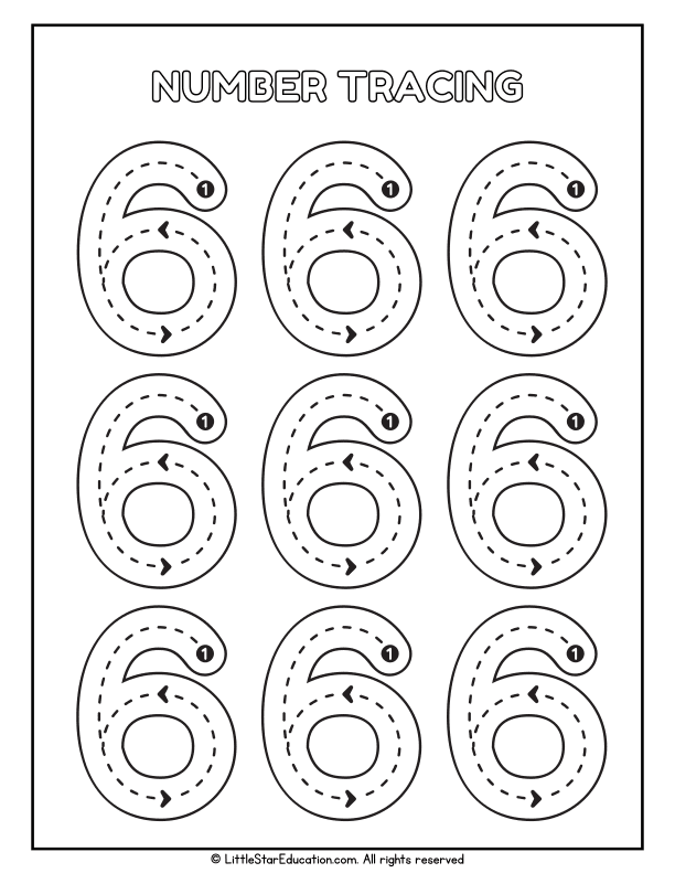 Number Tracing 6 Practice