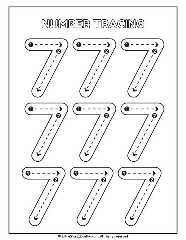 Number Tracing 7 Practice