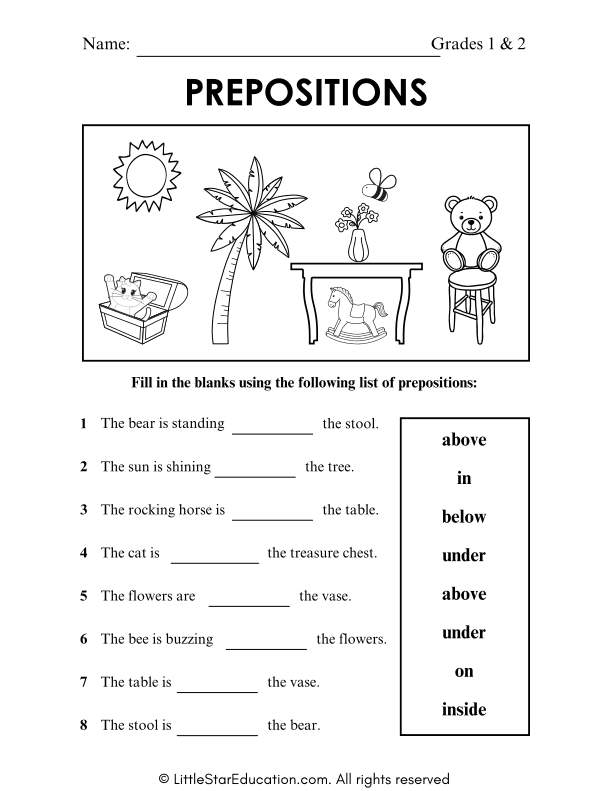 Preposition English Grammar Worksheet