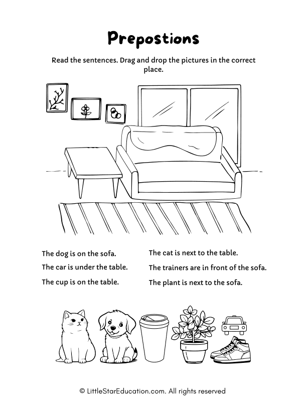 Prepositions of Place Digital Worksheet