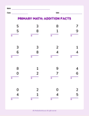 Primary Math Addition Facts thumbnail 1