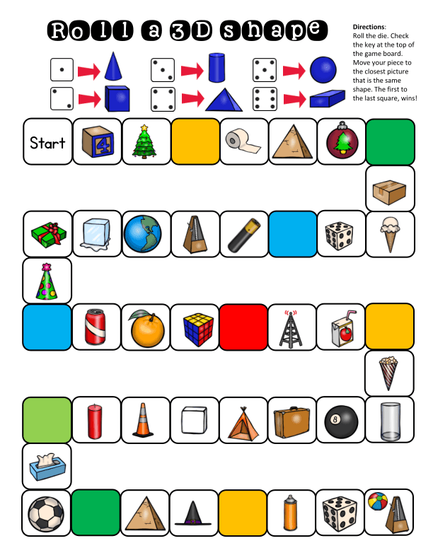 Roll a 3D Shape Board Game