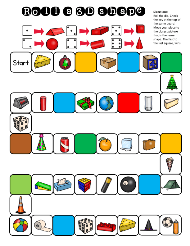 Roll a 3D Shape Board Game