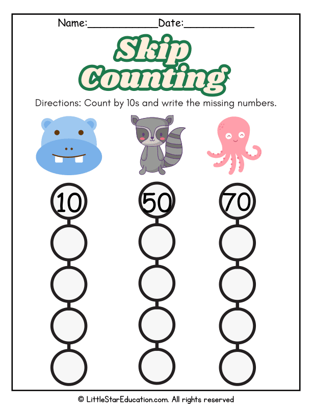 Skip Counting by 10s Practice