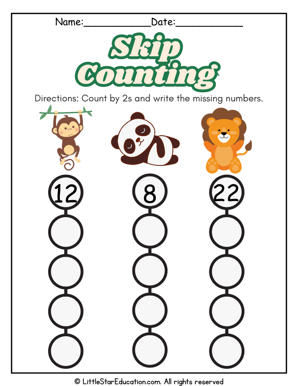 Skip Counting by 2s Practice