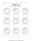 Telling Time Worksheet with Answer Key thumbnail 1