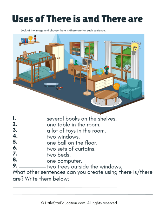 Uses of There Is and There Are Worksheet