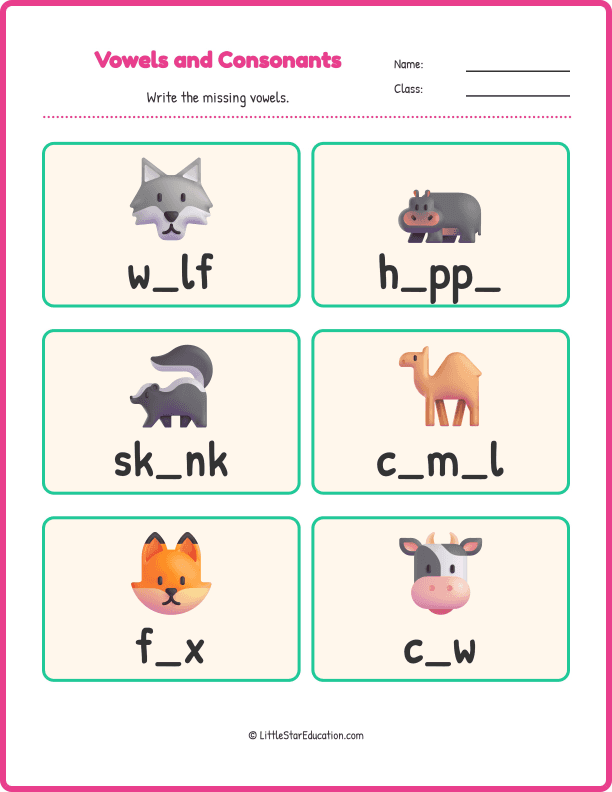 Vowels Consonants Worksheet Grade 1