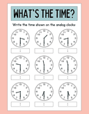 What's the Time Clock Mathematics Worksheet thumbnail 2