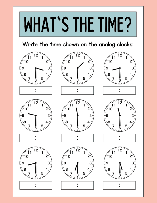What's the Time Clock Mathematics Worksheet