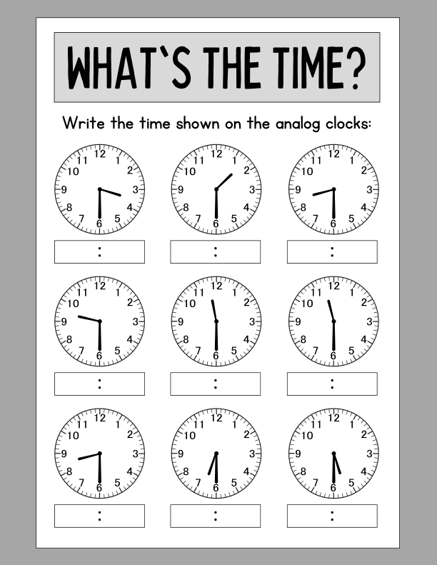 What's the Time Clock Mathematics Worksheet