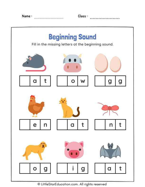 Write the Beginning Letter Worksheet