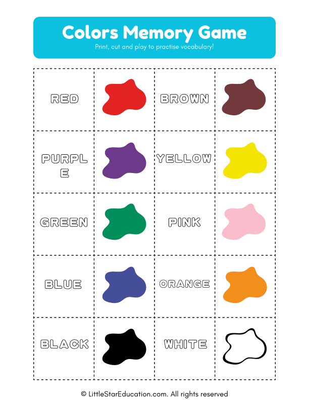 Color Recognition Flash Cards for Preschool and Kindergarten Math