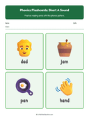 Elementary Phonics Flashcards Short a Sound thumbnail 1