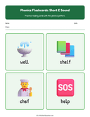 Elementary Phonics Flashcards Short E Sound thumbnail 4