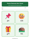 Elementary Phonics Flashcards Short I Sound thumbnail 3