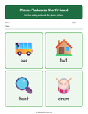 Elementary Phonics Flashcards Short U Sound thumbnail 4