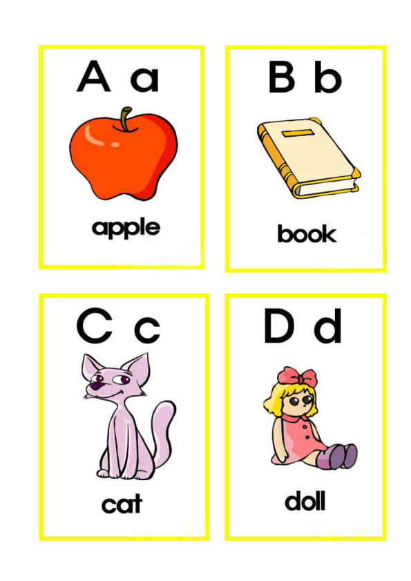 English Alphabet Flash Cards for Early Elementary Learners