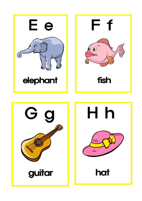 English Alphabet Flash Cards for Early Elementary Learners