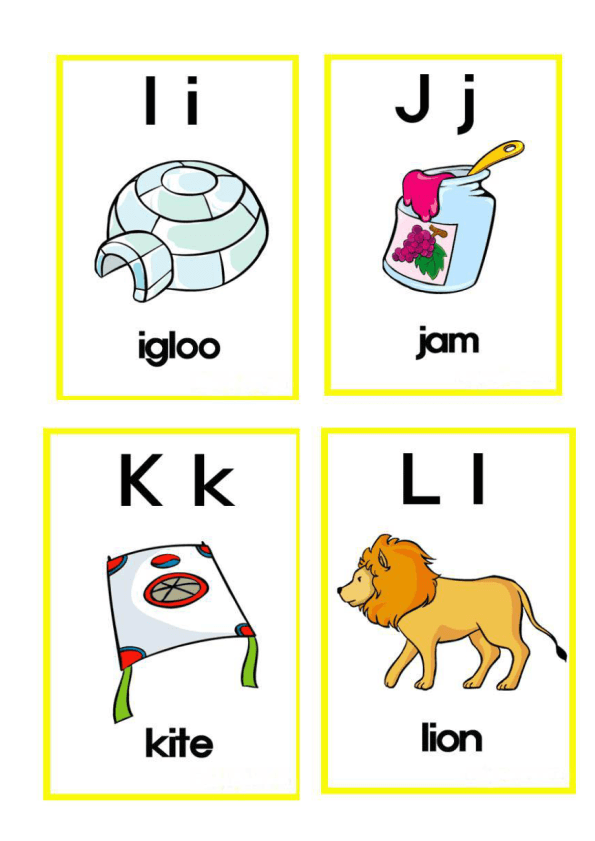 English Alphabet Flash Cards for Early Elementary Learners