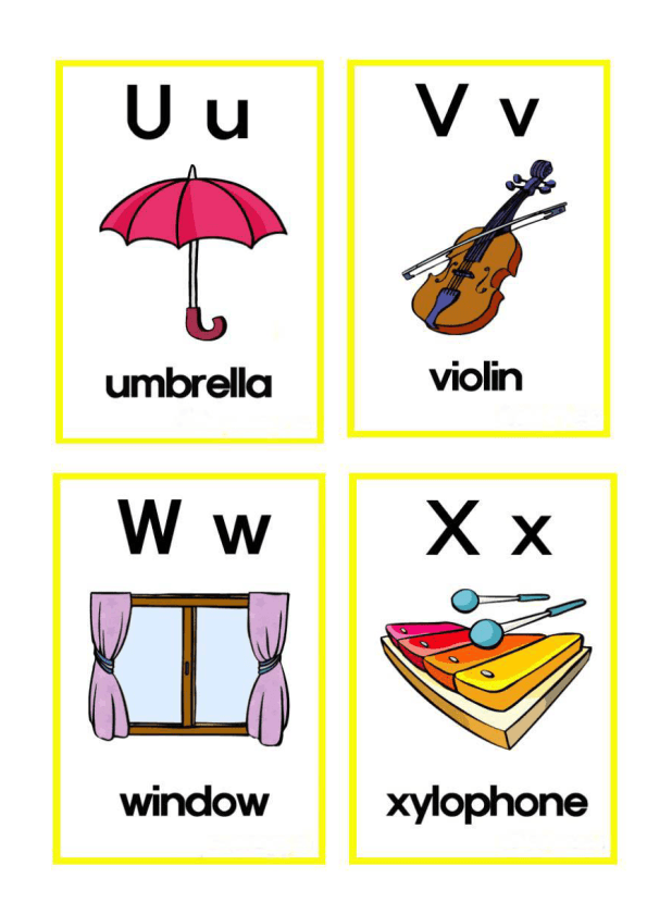English Alphabet Flash Cards for Early Elementary Learners