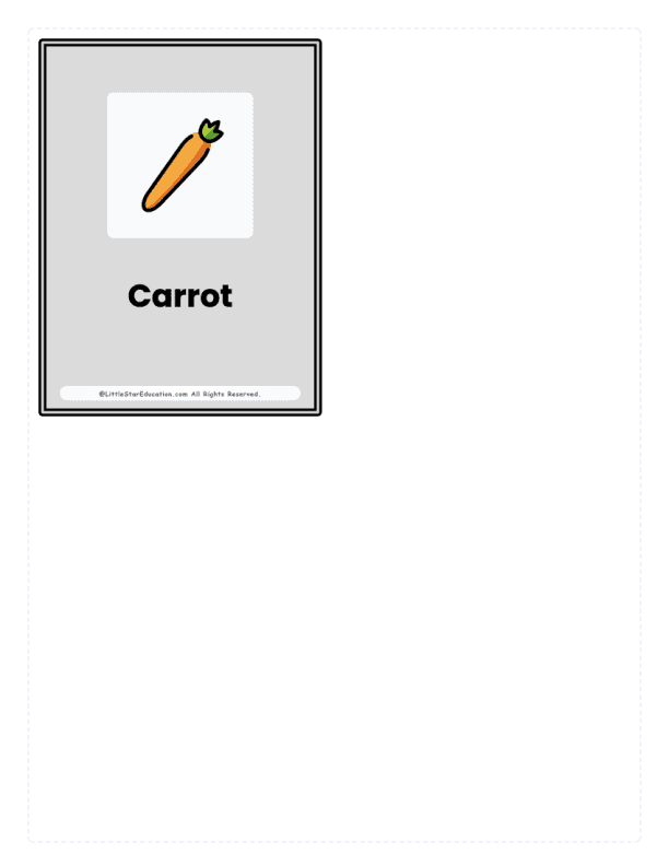 Kindergarten Fruits & Vegetables Flash Cards