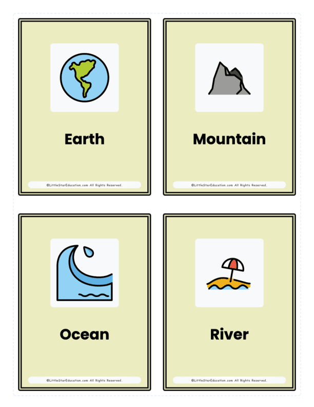 Kindergarten Geography & World Cultures Flash Cards