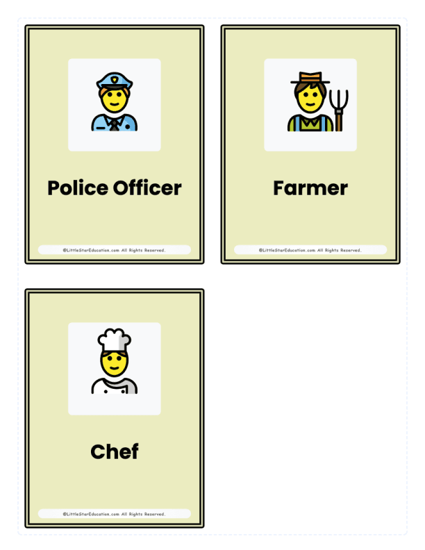 Kindergarten Occupations & Careers Flash Cards