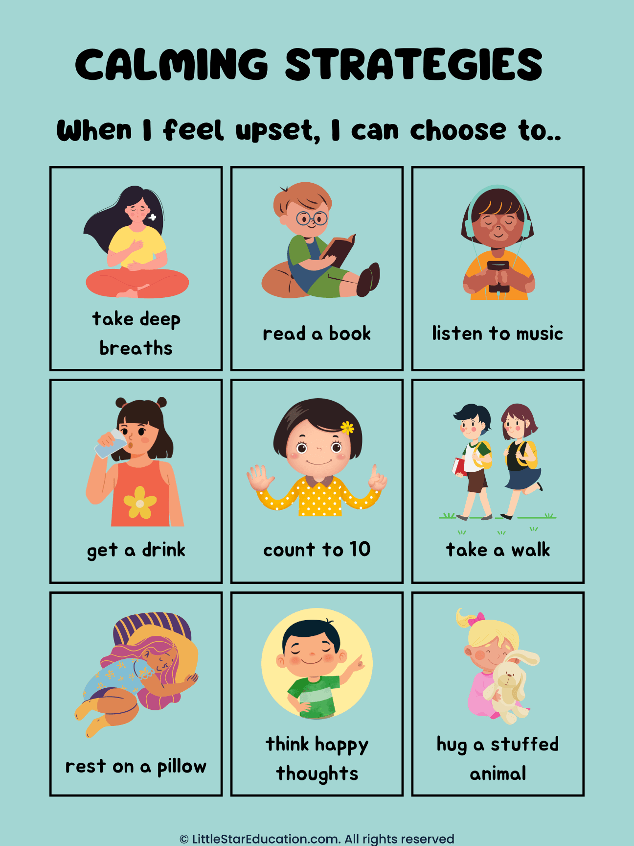 Calming Strategies Social Emotional Learning Poster