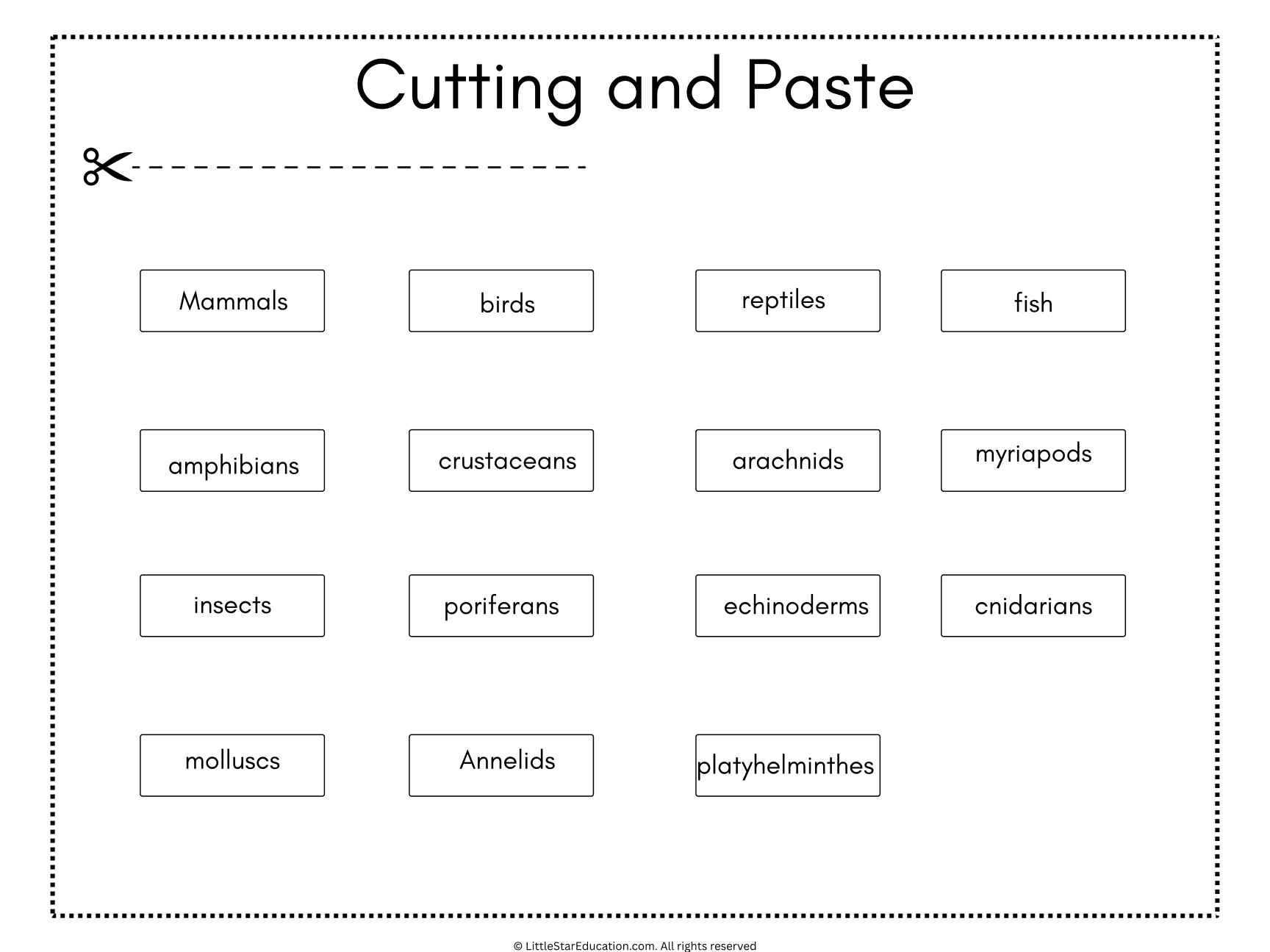 Vertebrates and Invertebrates Classification Classroom Poster