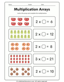 3rd Grade Multiplication with Arrays  Practice Worksheet thumbnail 1