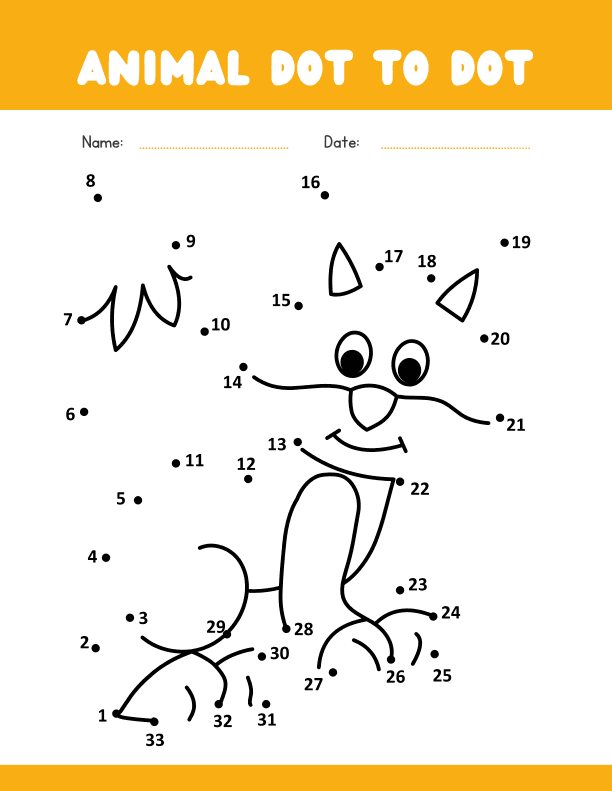 Animal Dot to Dot Number Recognition for Pre-K and Kindergarten Math