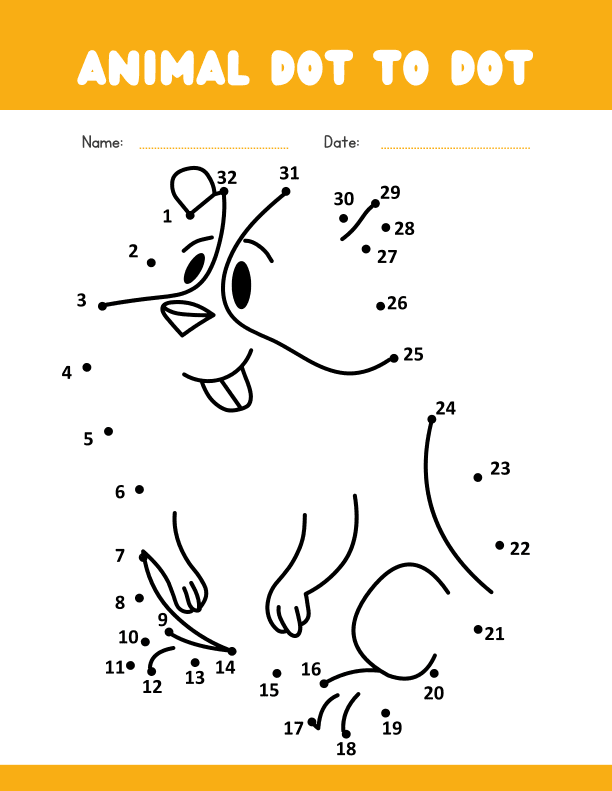 Animal Dot to Dot Number Recognition for Pre-K and Kindergarten Math