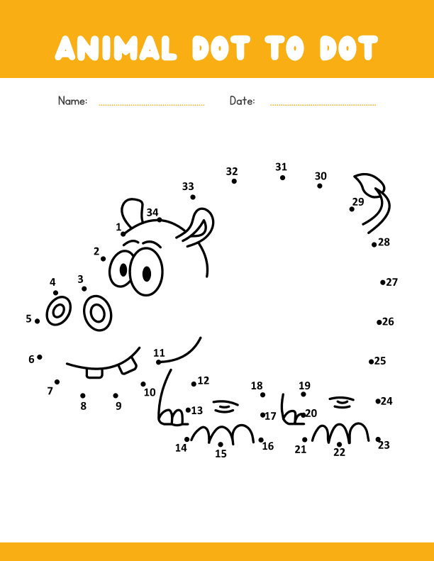 Animal Dot to Dot Number Recognition for Pre-K and Kindergarten Math