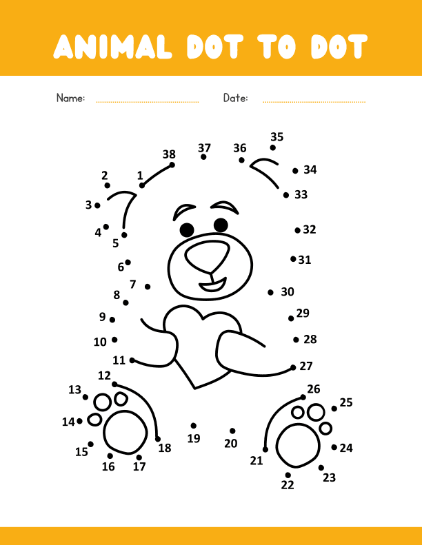 Animal Dot to Dot Number Recognition for Pre-K and Kindergarten Math