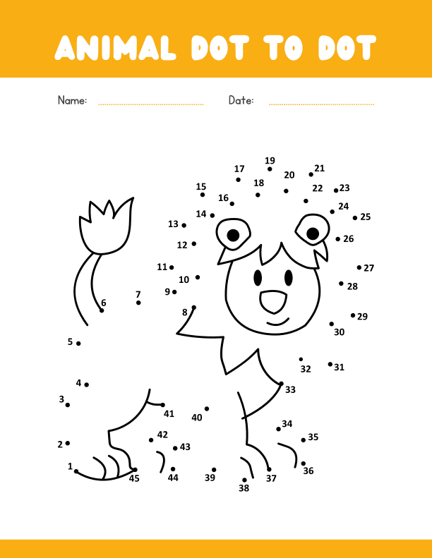 Animal Dot to Dot Number Recognition for Pre-K and Kindergarten Math